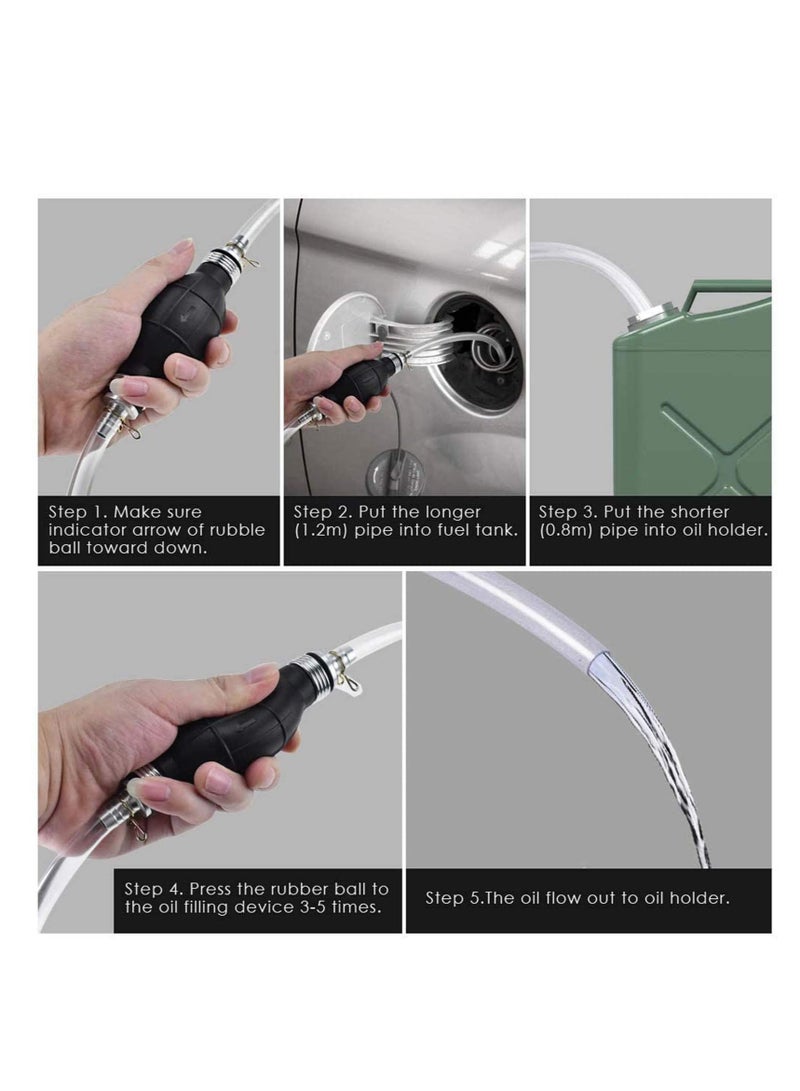 Captaintech Car Fuel Tank Sucker Gasoline Absorber, Car Fuel Transfer Pump, Gasoline Siphone Hose, Car Fuel Transfer, Newest Siphon Hand Pump, for Gas Gasoline Petrol Diesel Oil Liquid Water Fish Tank - Image 4