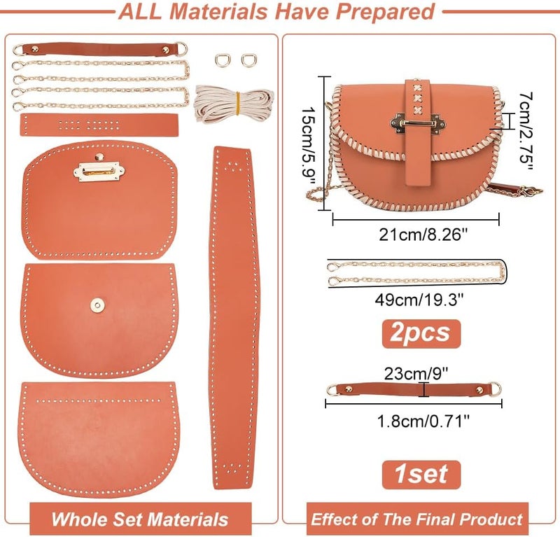 كلاراكو مجموعة صنع حقائب كلاركو المصنوعة يدويًا من جلد البولي يوريثان، خياطة حقيبة كتف يدوية الصنع، جميع المواد، ملحقات صنع حقيبة كروس، لوازم صنع حقيبة السرج، 8.26 × 2.75 × 5.9 بوصة، لون بني - Image 2