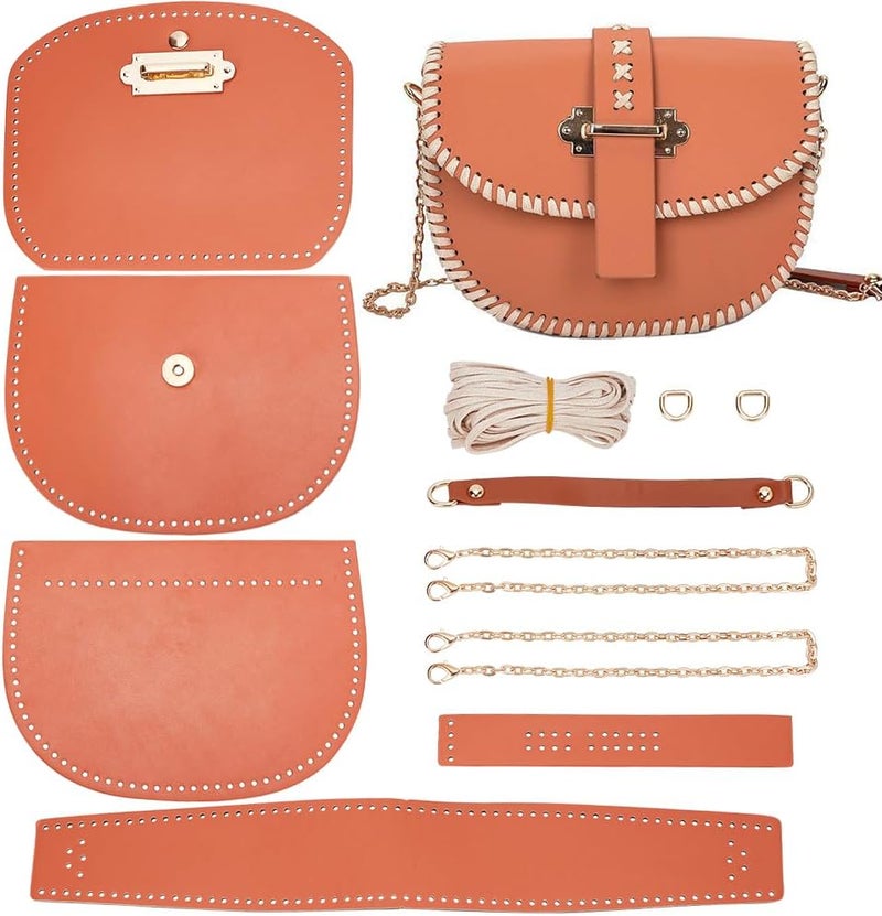 كلاراكو مجموعة صنع حقائب كلاركو المصنوعة يدويًا من جلد البولي يوريثان، خياطة حقيبة كتف يدوية الصنع، جميع المواد، ملحقات صنع حقيبة كروس، لوازم صنع حقيبة السرج، 8.26 × 2.75 × 5.9 بوصة، لون بني - Image 1