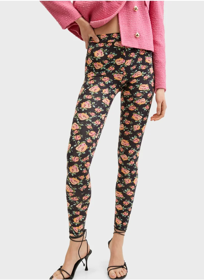 MANGO Printed High Waist Leggings