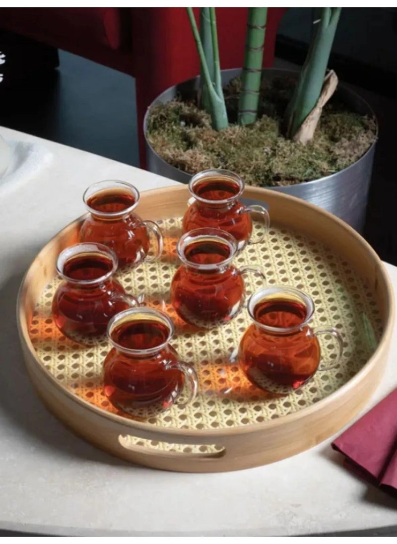 Octopus Bazaar 6 Pieces Keyfi Ala Borosilicate Glass Handled Tea Cup Handmade, Tea Cups That Can Touch Fire  - Image 2