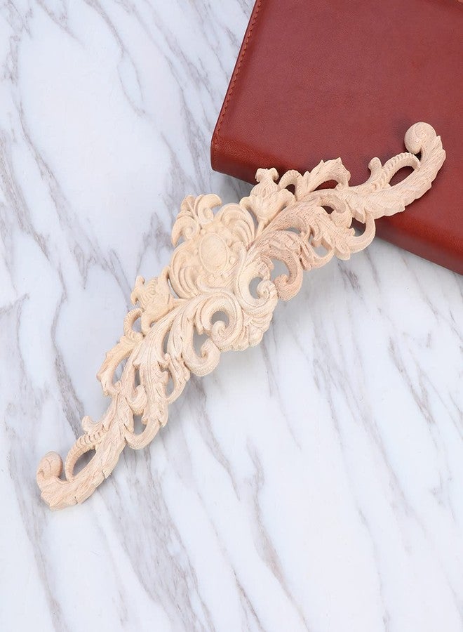 HEALLILY Wood Carved Onlay- Wooden Carved Applique Furniture Refurbish Door Cabinet Unpainted Decor Frame Corner Decal ( 30 x 8cm ) - Image 3