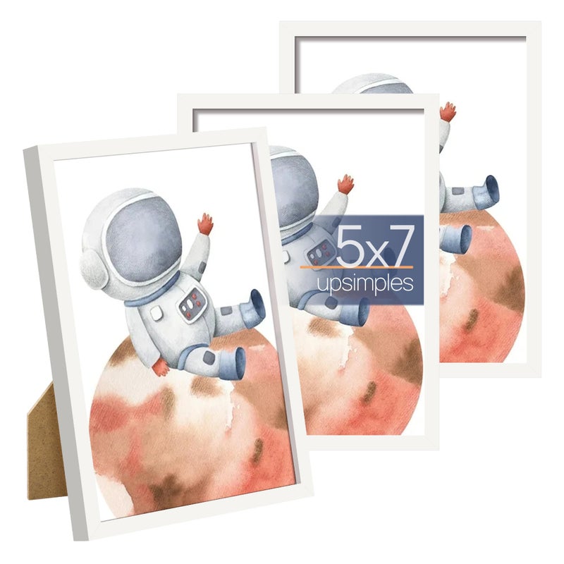 أبس سيمبلز مجموعة إطار الصورة 5 × 7 من 3 مصنوعة من زجاج عالي الوضوح لمدة 5 × 7 إطارات بيضاء الجدار وشاشة عرض إطار رفيع الحدود للمنزل D؟ - Image 1