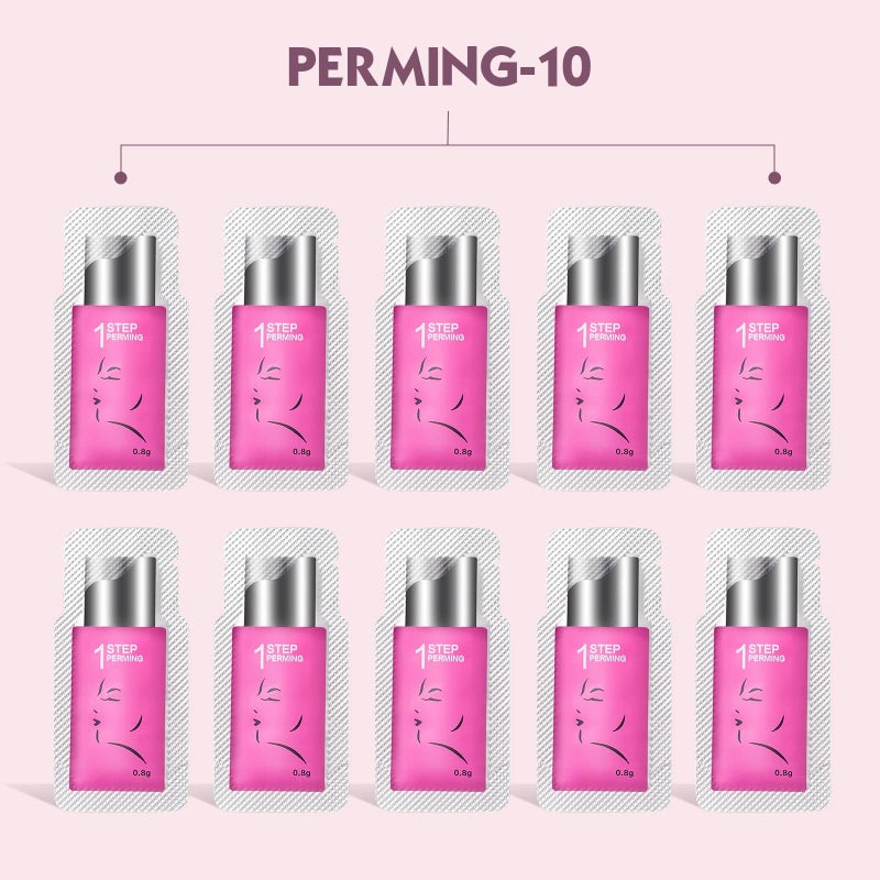 PERMANIA مجموعة رفع الرموش PERMANIA، منتجات خطوات منفصلة للصالة أو في المنزل، 10 أكياس من 0.8 جرام/0.03 أونصة لكل منها (الخطوة #1) - Image 3