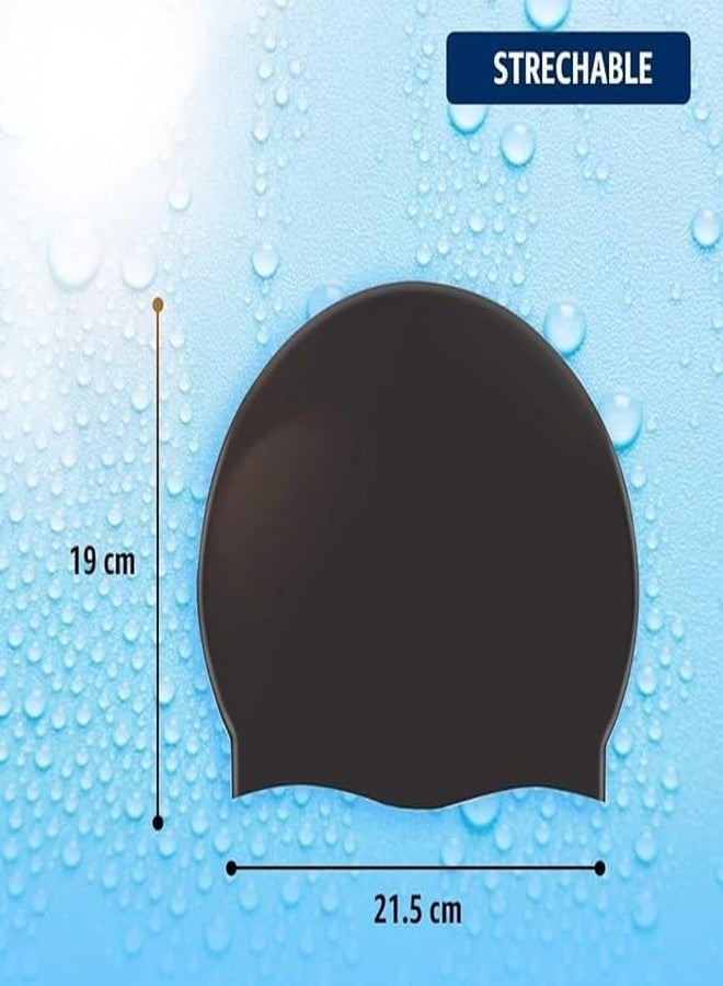 SEJASCOLLECTIONS 100% Silicone Anti Fog Swimming Goggles,Cap,Earplug & Noseplug Set- Ideal for All Age Group | Silicone Non Slip | Easy to Carry and Skin Friendly (Black) - Image 2