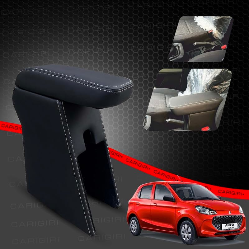 Carigiri Premium Finish Car Armrest with Storage Box And High Density Moulded Foam For Alto K10 (Models-2021-2025) (White Seam,Nappa Leatherette) - Image 2
