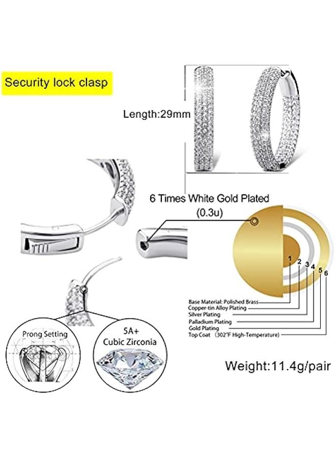 Iced Out Hoop Earrings Cubic Zirconia Huggie Cartilage Cuff Hypoallergenic 14K Gold Plated Luxury Fashion Round Circle Earrings For Men Women - Image 2