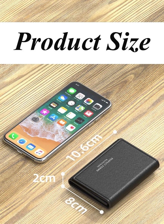 Leather Trifold Wallet for Men RFID Wallets Slim 7 Credit Card Holder 1 ID Compartment - Image 3