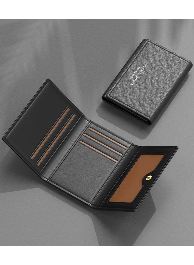 Leather Trifold Wallet for Men RFID Wallets Slim 7 Credit Card Holder 1 ID Compartment - Image 4