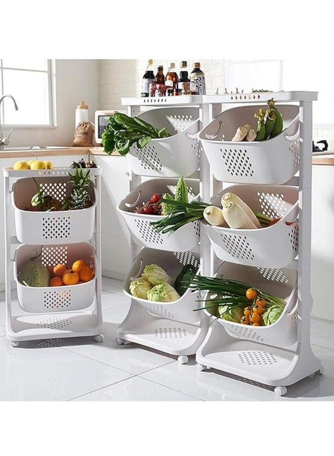 Detachable Laundry Basket 3 Tier Rolling Laundry Cart Clothes Storage Basket with 4 Wheel Portable Movable Laundry Hamper for Bedrooms Dormitories Kitchen  - Image 2