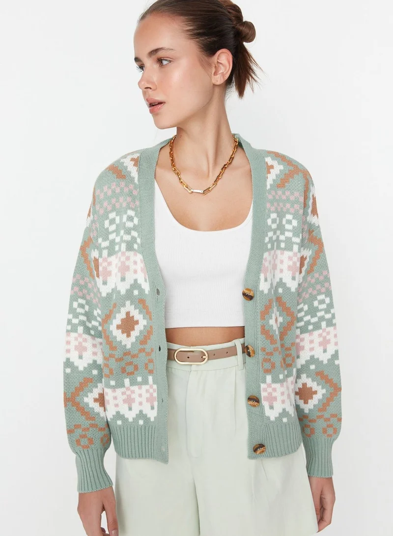 trendyol Jacquard Knitted Cardigan