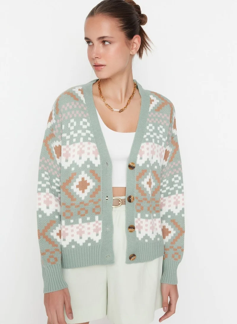 trendyol Jacquard Knitted Cardigan