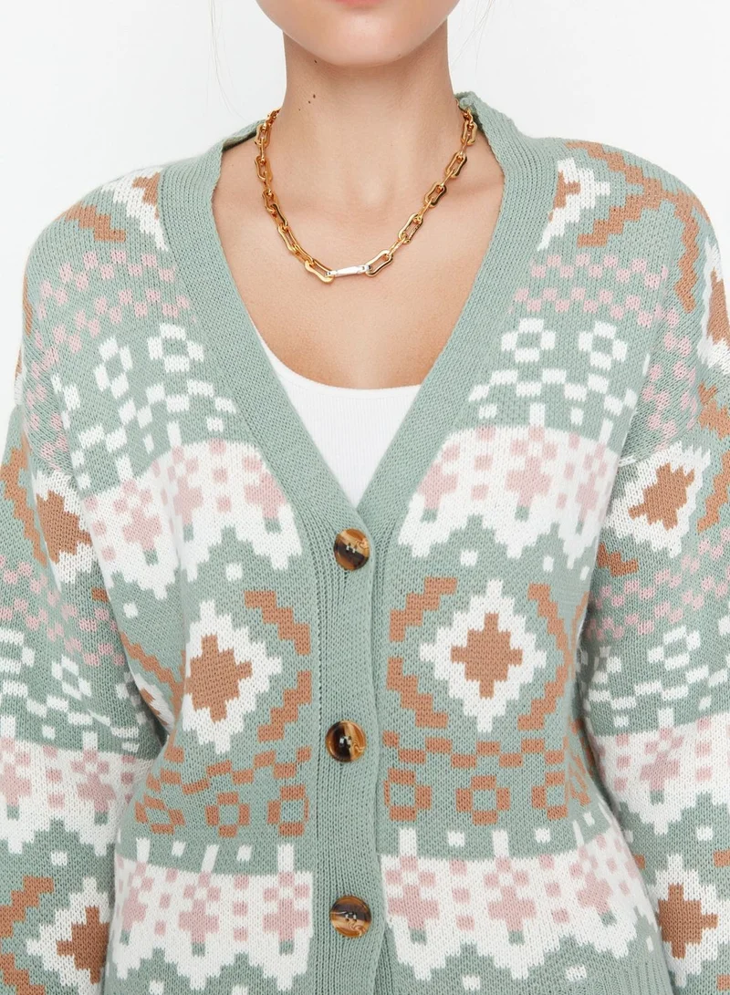 trendyol Jacquard Knitted Cardigan
