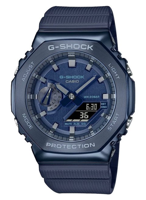 Casio Men Watch G-shock Metal Covered Analog Digital Blue Dial Resin Band GM-2100N-2ADR.