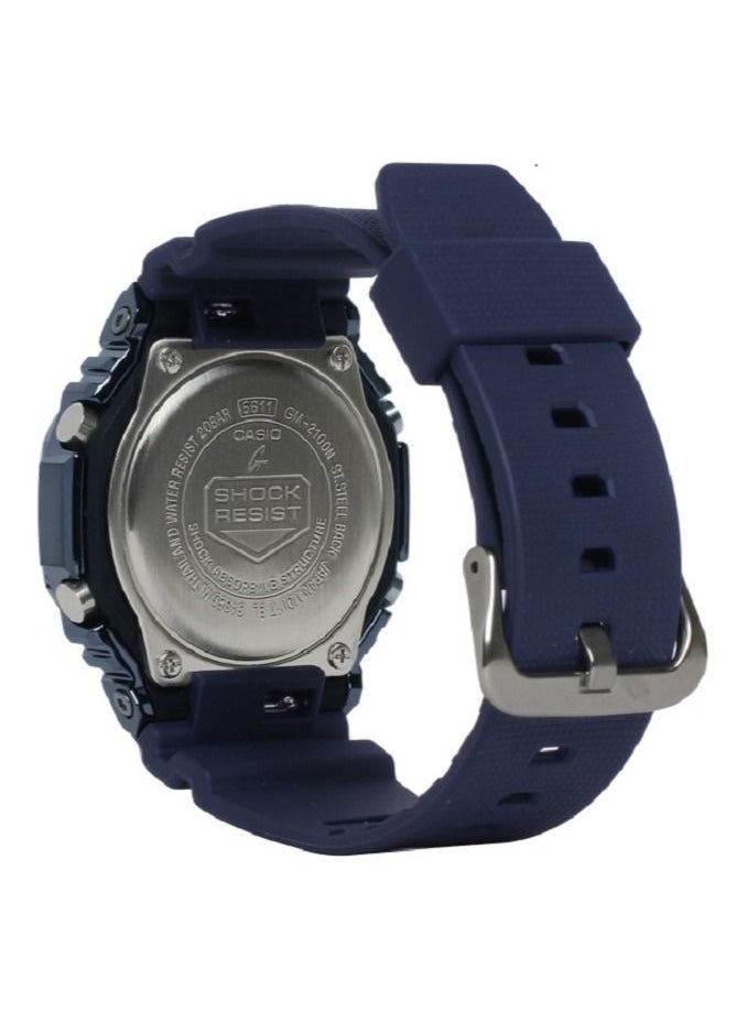 Casio Men Watch G-shock Metal Covered Analog Digital Blue Dial Resin Band GM-2100N-2ADR.