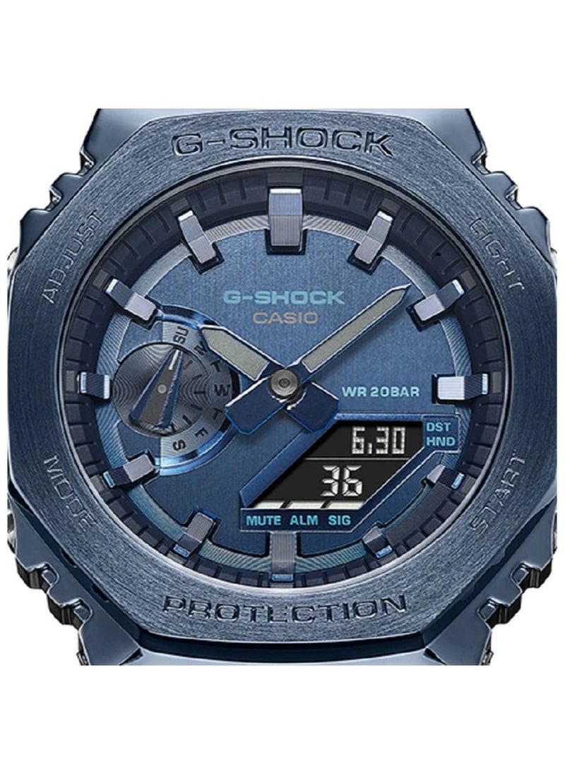 Casio Men Watch G-shock Metal Covered Analog Digital Blue Dial Resin Band GM-2100N-2ADR.
