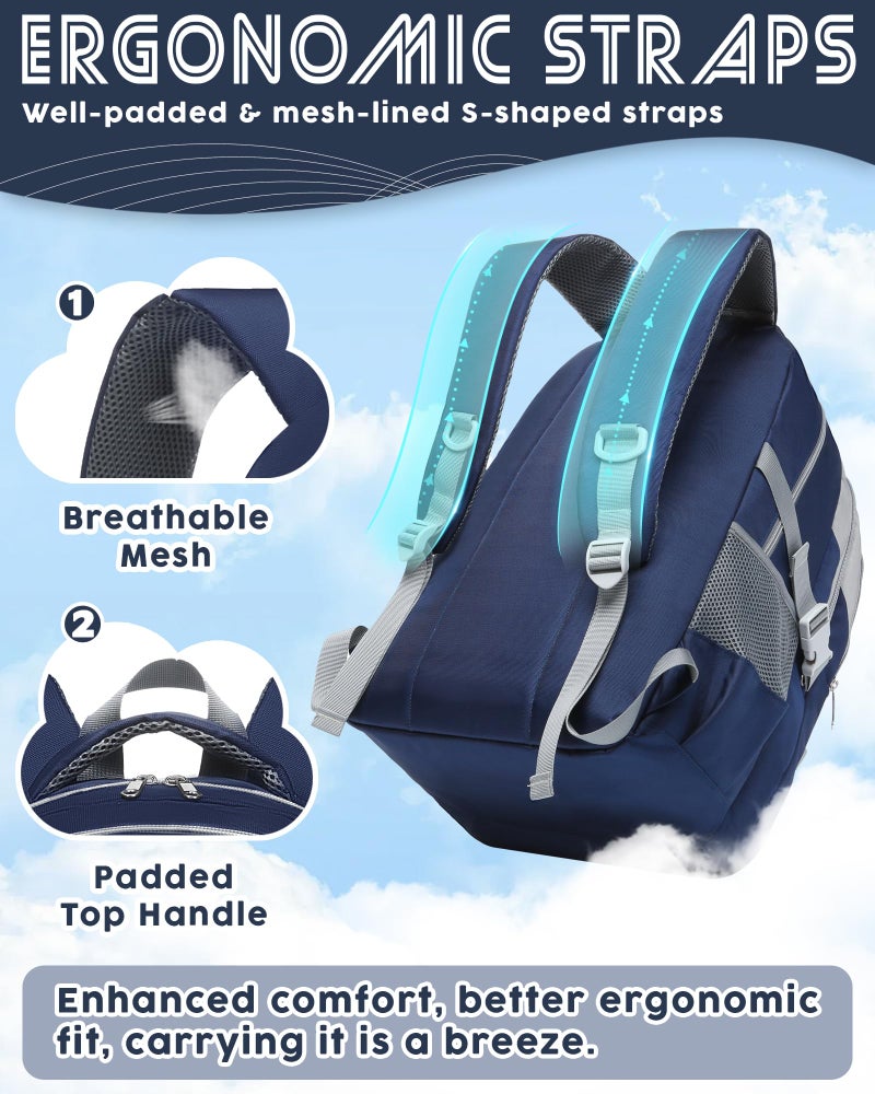 BLUEFAIRY Middle High School Backpack for Boys Girls Large Bookbag with Laptop Compartment Back to School Book Bags for Teens Teenagers Mochilas Escolares para NiÃ±os NiÃ±as (Navy Blue/Gray, Solid) - Image 5