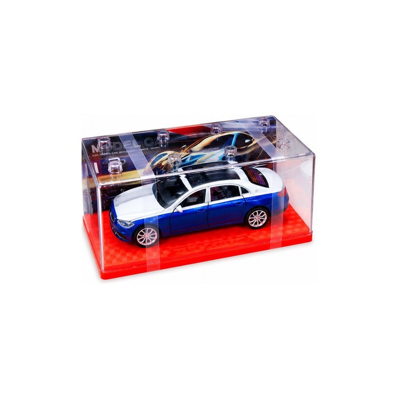 Drive & Play | Die-Cast Toy Car for Young Players, Blue and White Sedan Model with Display Case - Image 2