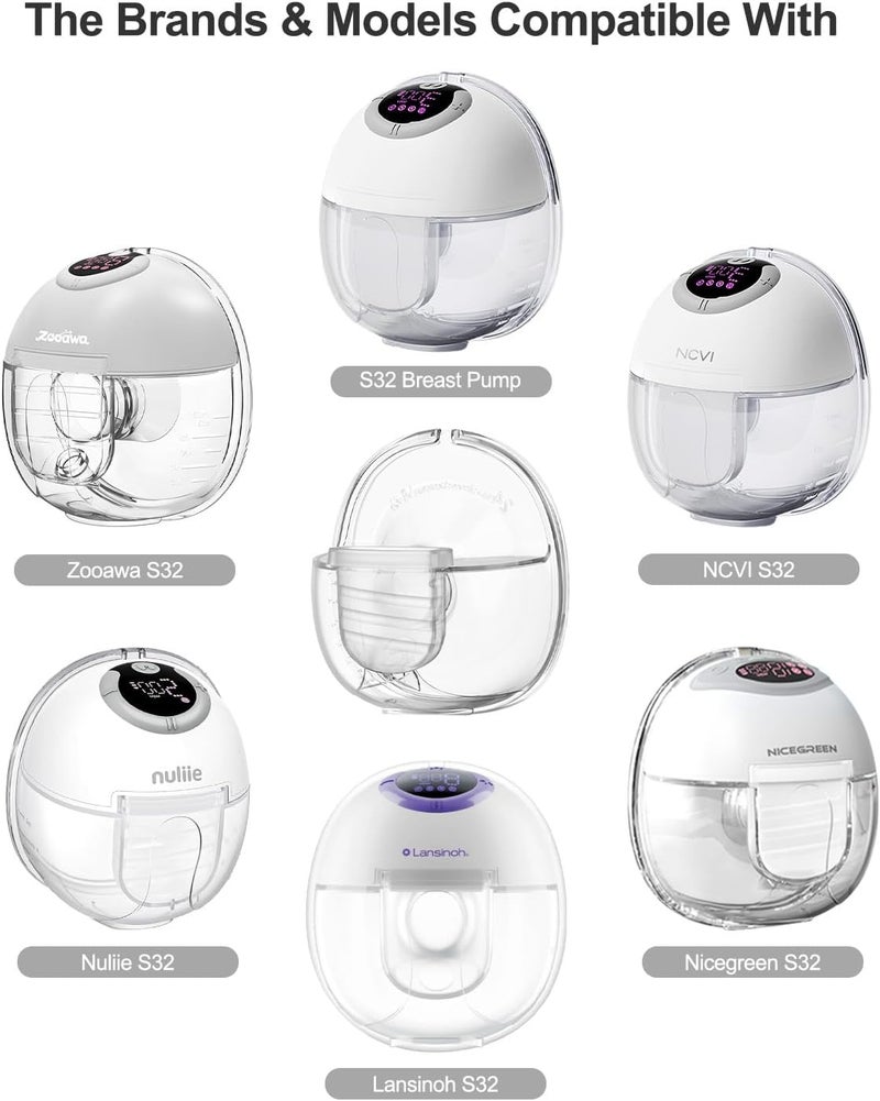 Gowing قطع غيار مضخة الثدي القابلة للارتداء كوب جمع الحليب متوافق مع مضخة Lansinoh Discreet Duo Nuliie S32 تشمل صمام بطة 24 مم فلانج غشاء سيليكون رابط 15 مم إدخالات فلانج - Image 3