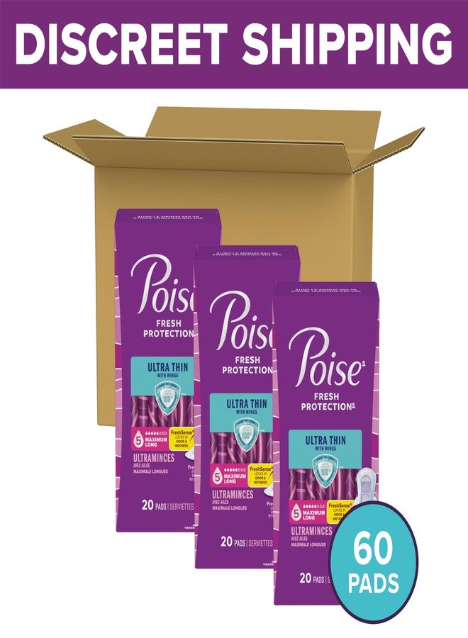 Poise فوط بويس فائقة النحافة للسلس البولي وما بعد الولادة مع أجنحة لتسربات المثانة، امتصاص أقصى 5 قطرات، طول طويل، 60 قطعة، قد يختلف التغليف - Image 2