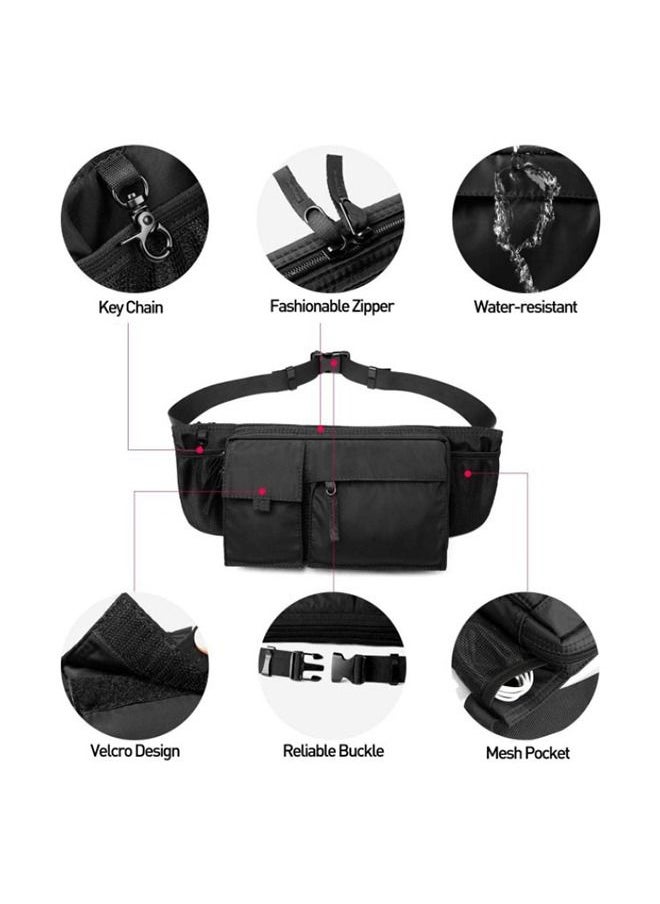 Generic - Unisex Waist Bag Nylon Waterproof Adjustable Straps Waist pack Premium Lightweight Belt Bag for Gym Fitness Workout Travel Commute Black - Image 1