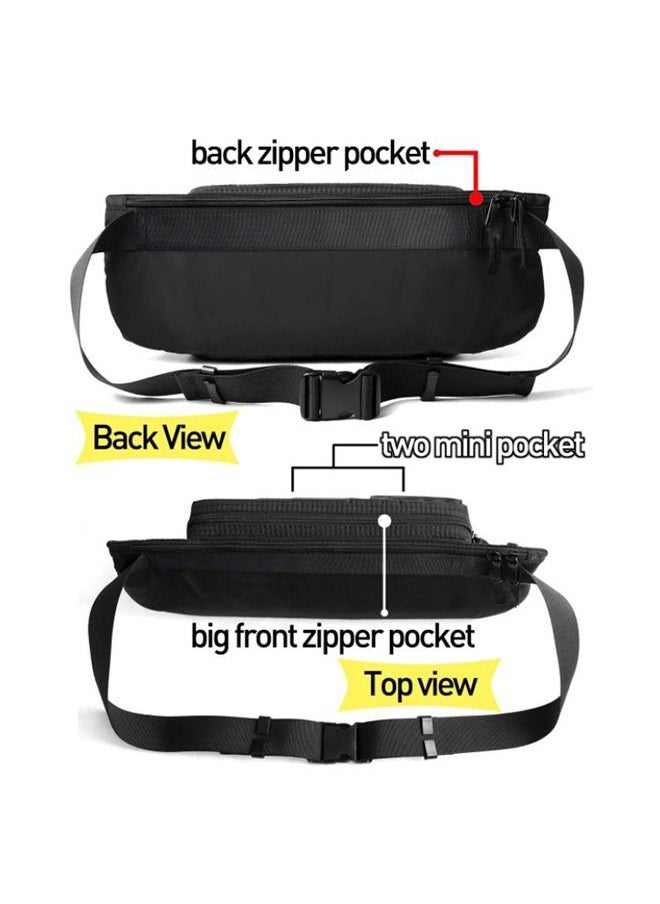 Generic - Unisex Waist Bag Nylon Waterproof Adjustable Straps Waist pack Premium Lightweight Belt Bag for Gym Fitness Workout Travel Commute Black - Image 1