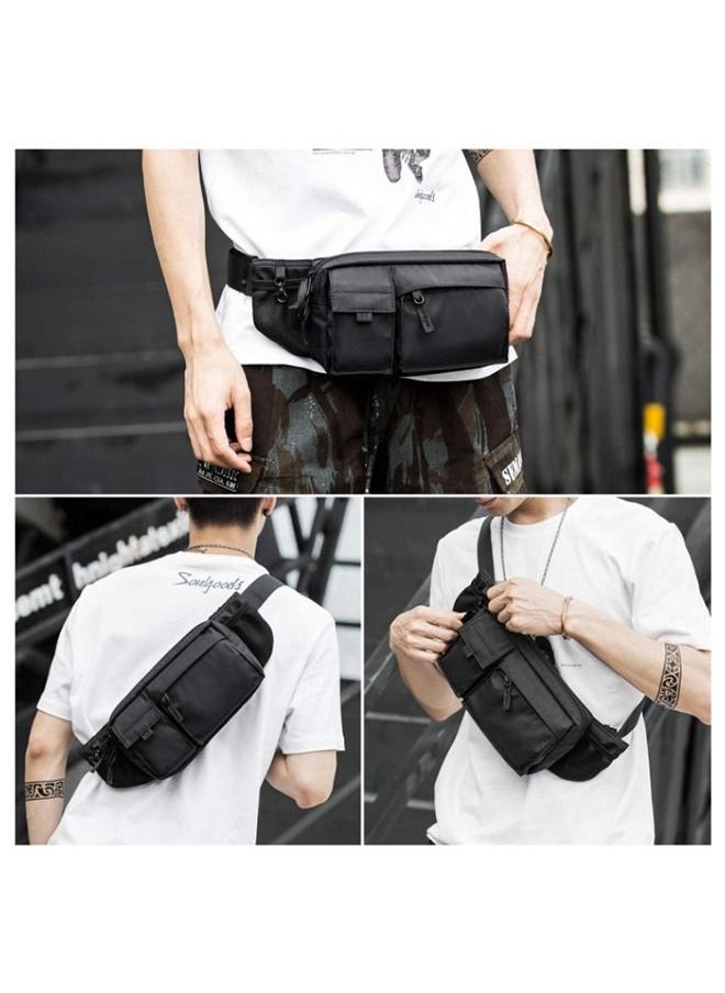 Generic - Unisex Waist Bag Nylon Waterproof Adjustable Straps Waist pack Premium Lightweight Belt Bag for Gym Fitness Workout Travel Commute Black - Image 1