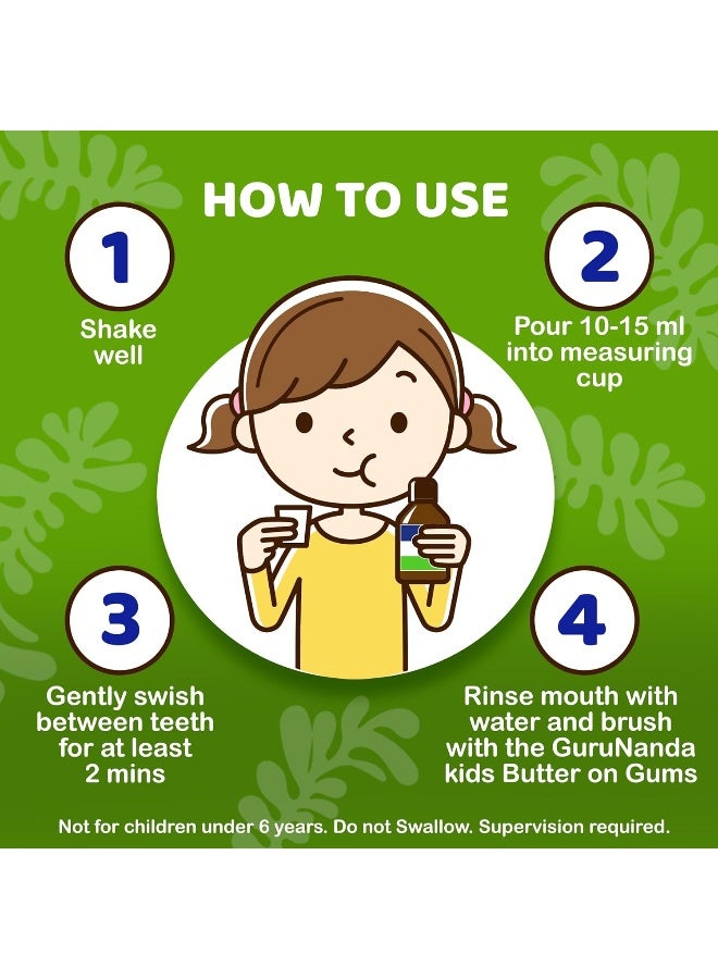 GuruNanda Kids Oil Pulling, Alcohol-Free Mouthwash, Essential Oils & Vitamins for Fresh Breath & Happy Gums for Ages 6 & up, Natural Bubble Berry, 8 Oz - Image 4