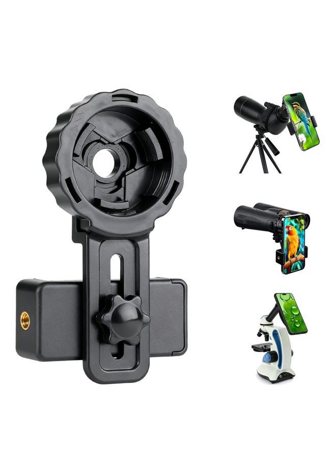 Jreiiolk Universal Binocular Phone Adapter with 360° Rotation & Clip Lock - Fits 16-50mm Eyepieces for Telescope/Microscope/Spotting Scope/Birdwatching, Universal Smartphone Clamp High-Strength Stable Mount - Image 1