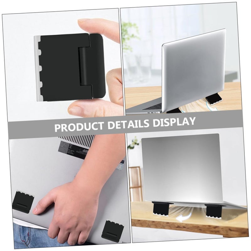 Foldable Portable Laptop Stand 4 Pack Black Ergonomic Cooling Riser For Desk - Image 4