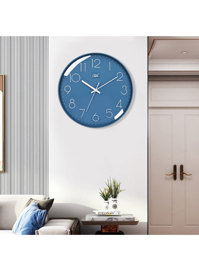 Compas Radio-controlled Clock Automatic Time Setting Minimalist Wall Clock Living Room Examination Room Clock Wall-mounted 2731 Blue 35cm - Image 2