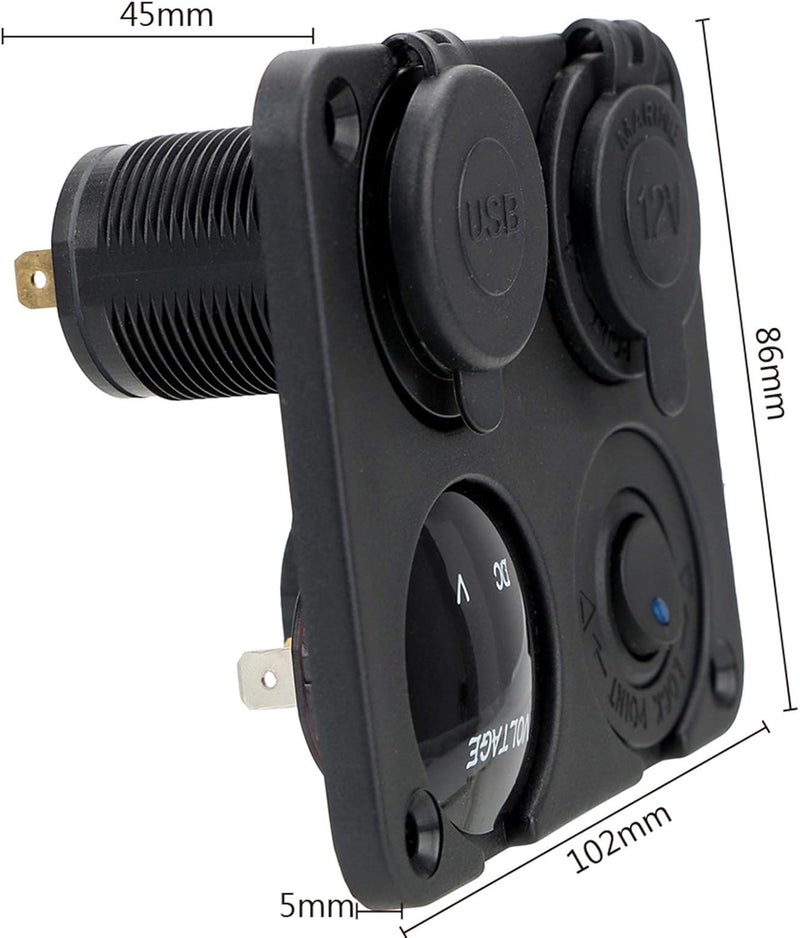 Wivplex 12V 4 In 1 Car Charger with Dual USB and Voltmeter - Image 3