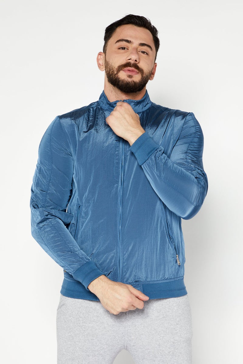Sorbino Men Solid Windbreaker Jacket, Indigo - Image 1