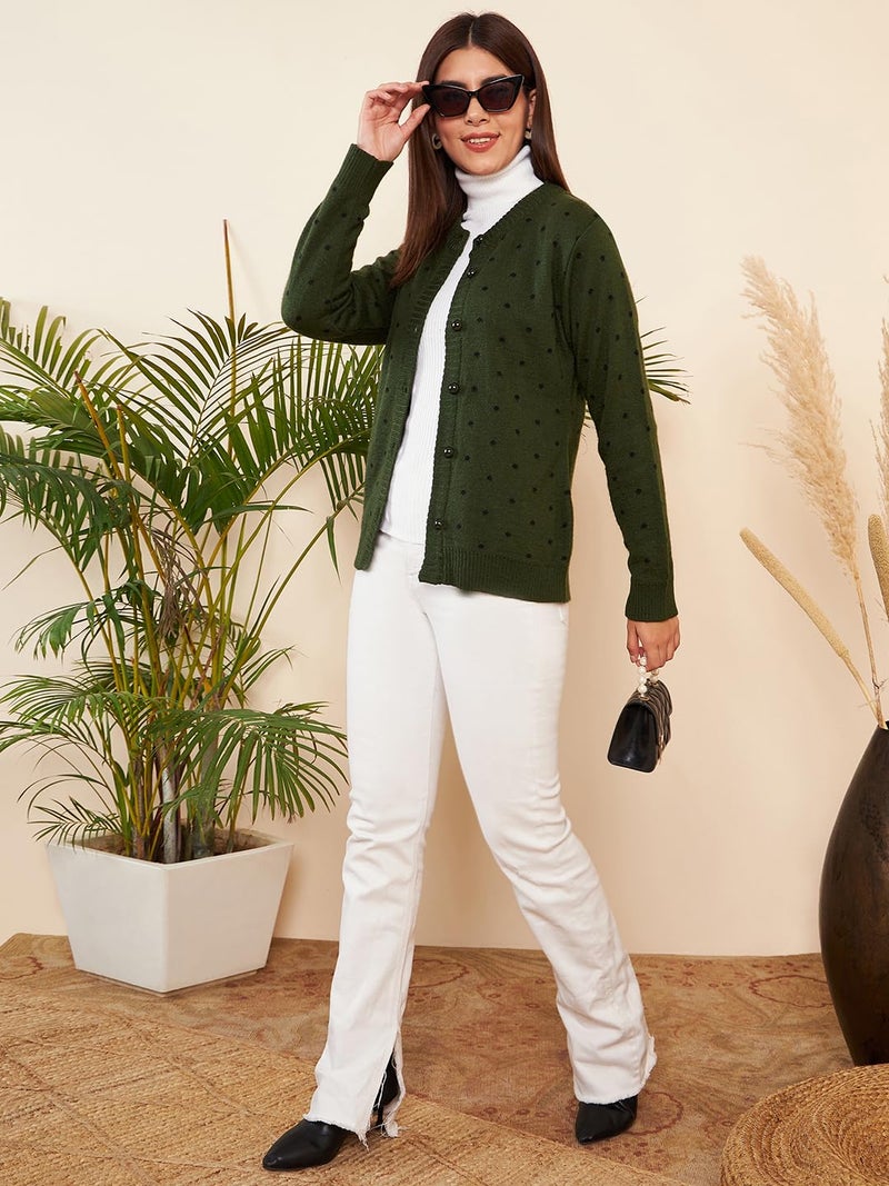 Pivl Womens Winter Season Round Neck Full Sleeves Sweater/Cardigan-MEHANDI-2XL - Image 2