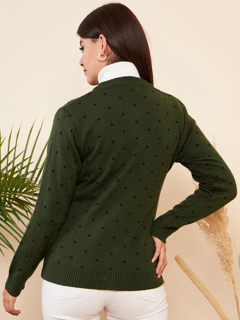 Pivl Womens Winter Season Round Neck Full Sleeves Sweater/Cardigan-MEHANDI-2XL - Image 4