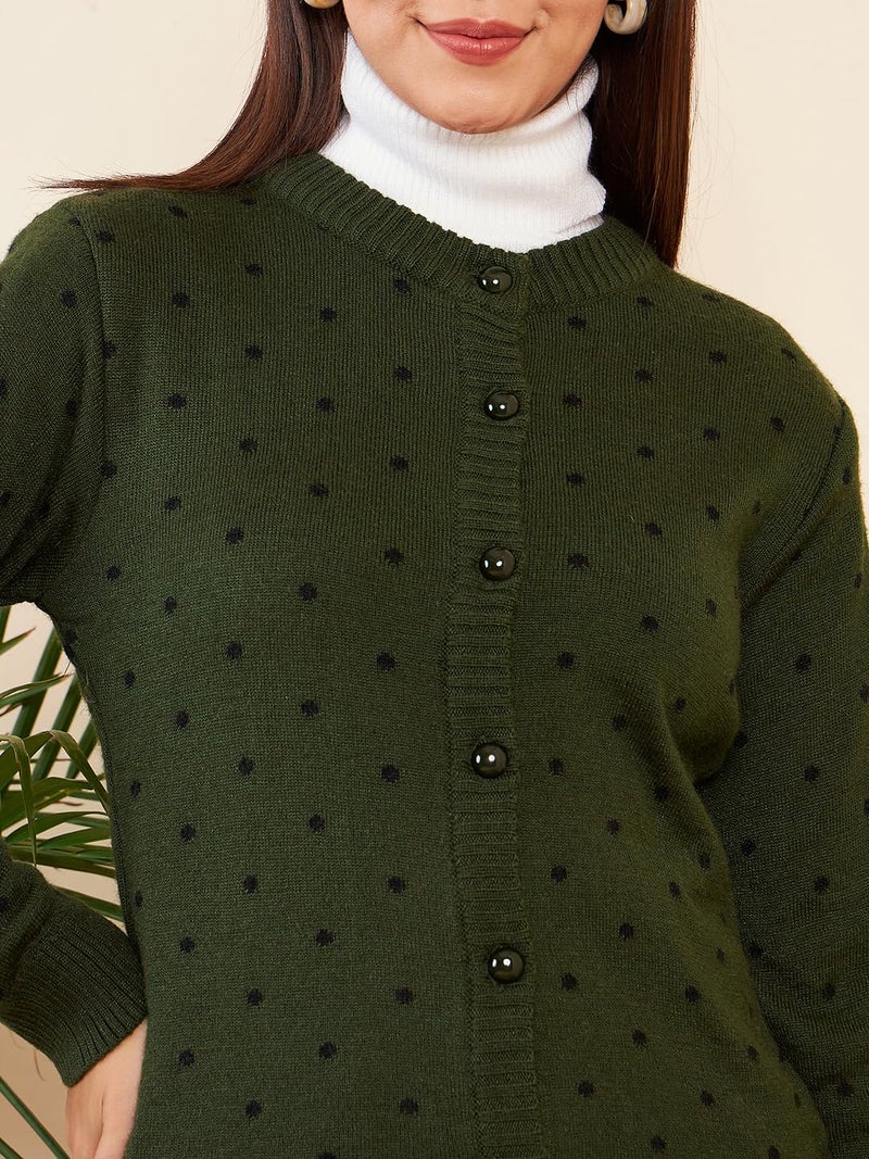 Pivl Womens Winter Season Round Neck Full Sleeves Sweater/Cardigan-MEHANDI-2XL - Image 5