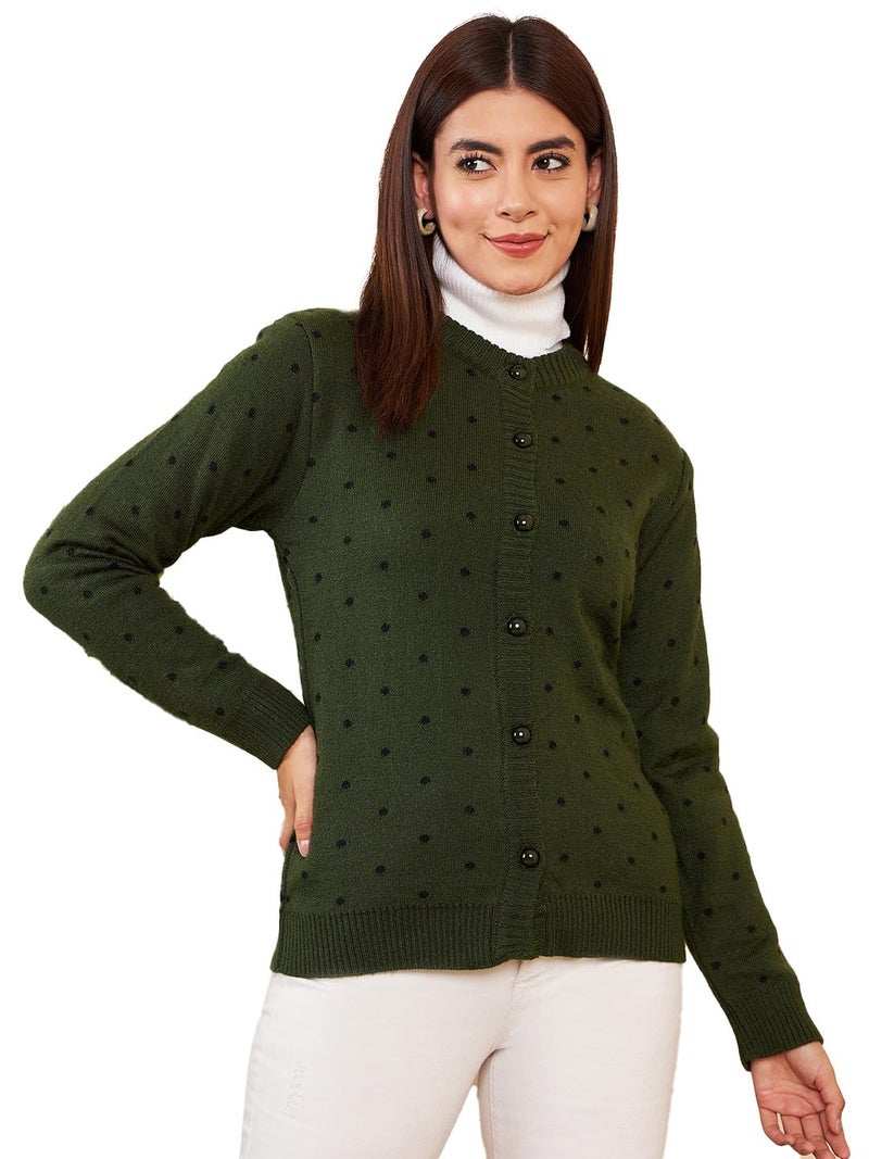 Pivl Womens Winter Season Round Neck Full Sleeves Sweater/Cardigan-MEHANDI-2XL - Image 1