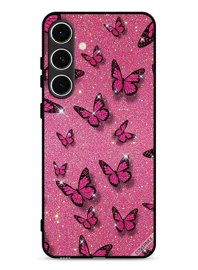 Covernex غطاء حماية لجهاز سامسونج جالاكسي S24 FE 5G مع لمسات لامعة وفراشات - Image 1