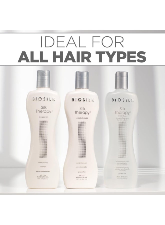 BIOSILK مجموعة بيوسيلك للعناية بالشعر من 3 قطع: شامبو، بلسم، وسيروم، لمعان مذهل، خالية من الكبريتات والبارابين، وغير مختبرة على الحيوانات، 12 أونصة (3 منتجات) - Image 3