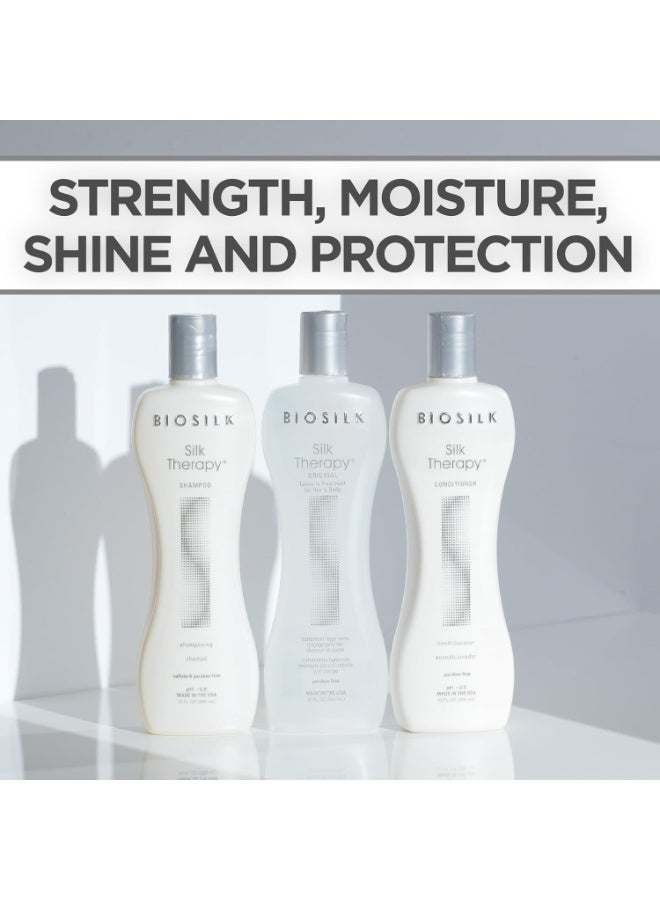 BIOSILK مجموعة بيوسيلك للعناية بالشعر من 3 قطع: شامبو، بلسم، وسيروم، لمعان مذهل، خالية من الكبريتات والبارابين، وغير مختبرة على الحيوانات، 12 أونصة (3 منتجات) - Image 2