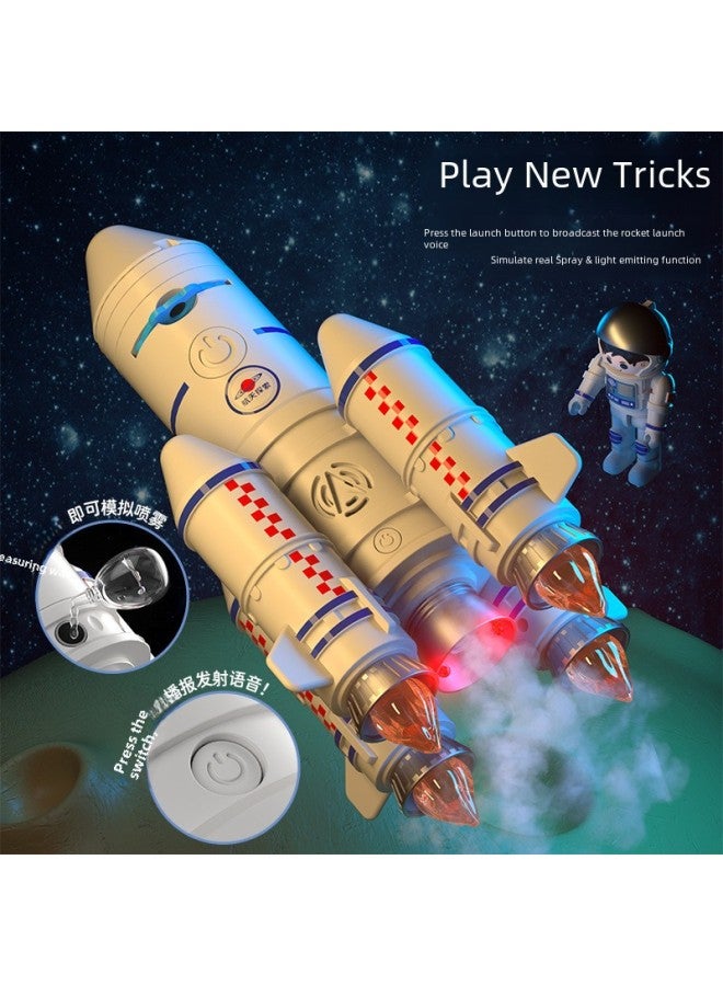 Space Expedition Team Acousto-optic Spray Assembled Aviation Model Simulation Launch Star Projection Educational Rocket Toy-Color:4-in -1 Space Expedition [Portable Gift Box] Spray/Light/Sound/Projection/No Astronaut  - Image 4