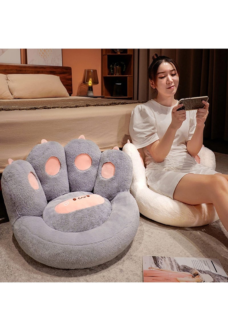 XiuWoo Cat Paw Cushion Lazy Sofa Chair Pad, 45*40cm Comfy Kawaii Plush Warm Floor Pillow Cute Seat Pad for Bedroom Decor, Ideal for Gamer Chair, Leisure Lazy Time, Reading Pillow, Grey - Image 4