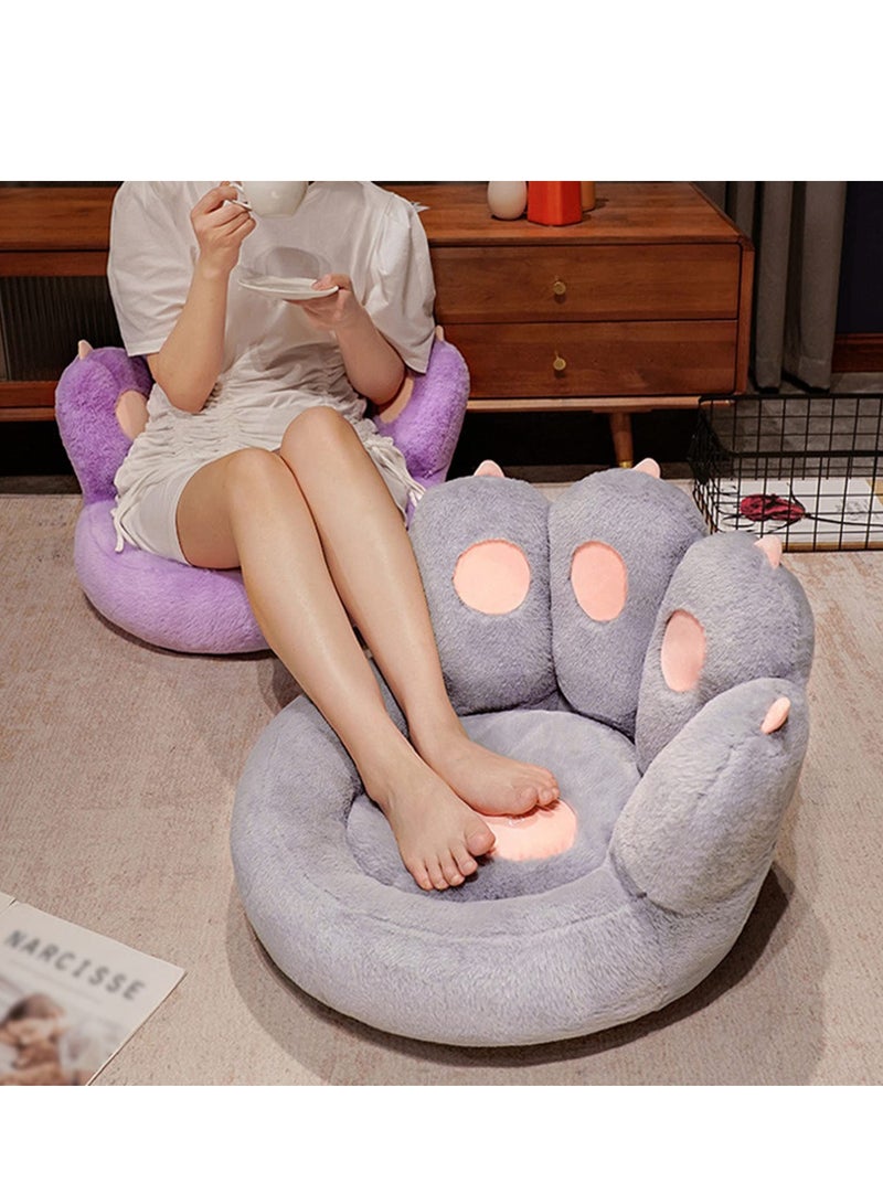 XiuWoo Cat Paw Cushion Lazy Sofa Chair Pad, 45*40cm Comfy Kawaii Plush Warm Floor Pillow Cute Seat Pad for Bedroom Decor, Ideal for Gamer Chair, Leisure Lazy Time, Reading Pillow, Grey - Image 5