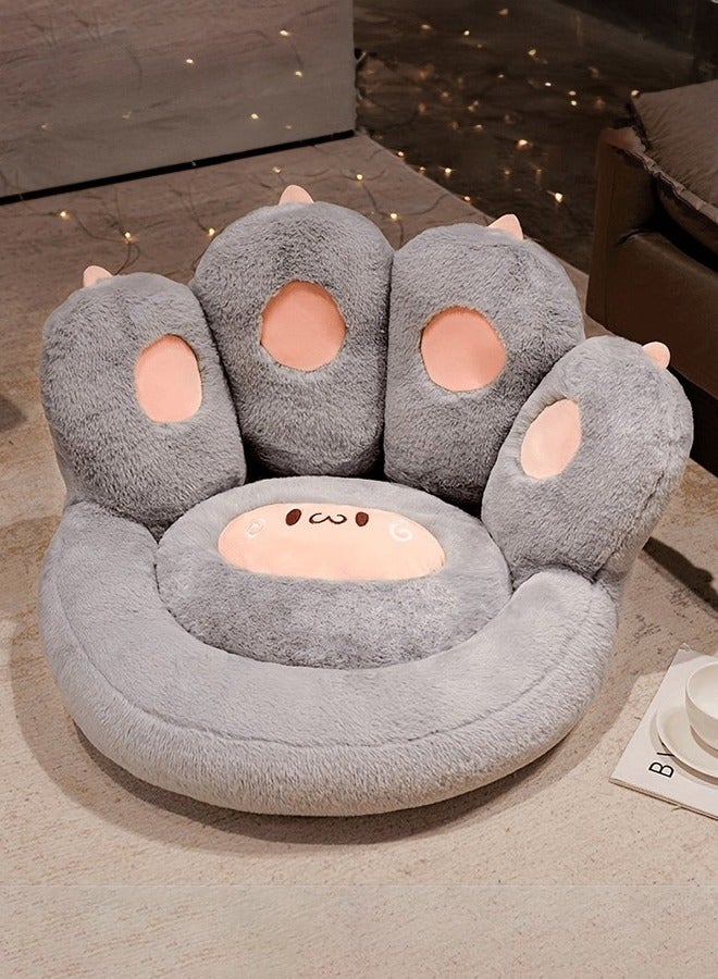 XiuWoo Cat Paw Cushion Lazy Sofa Chair Pad, 45*40cm Comfy Kawaii Plush Warm Floor Pillow Cute Seat Pad for Bedroom Decor, Ideal for Gamer Chair, Leisure Lazy Time, Reading Pillow, Grey - Image 1