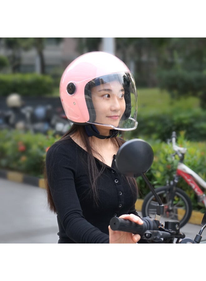 Smart4u Helmet Electric Vehicle Battery Motorcycle Helmet Extended Windproof And Rainproof Visor Adult Men And Women Half Helmet Eh20 Pink - Image 4