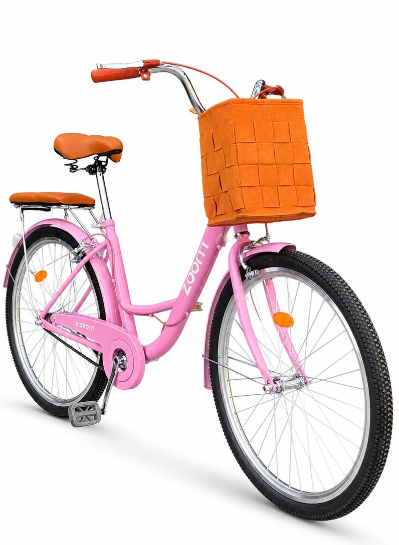 ZOOM 26” Step-Through – Comfortable Low-Step Frame with Front Basket & Padded Rear Seat – Suitable for Heights 150–180 cm - Image 1