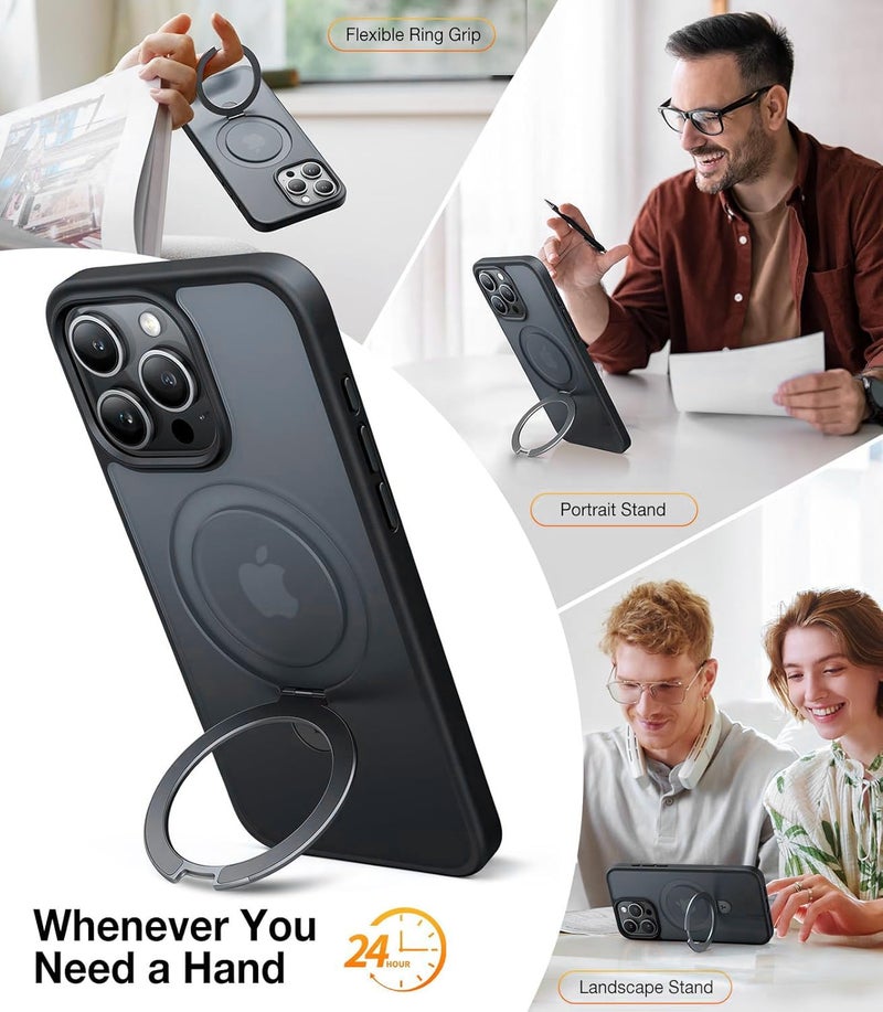 DIZORO Magnetic Silicone Case Compatible for iPhone 15 Pro 6.1-Inch, Compatible with MagSafe, Silky Soft Touch, Shock Absorbing Phone Cover with Camera Lens Full Protection - Titanium - Image 3