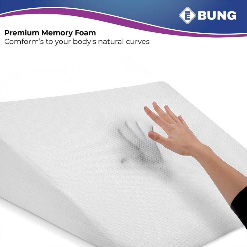 Ebung Bed Wedge Pillow With Memory Foam Top 7.5in - Ideal For Comfortable, Restful Sleeping - Wedge Pillow Neck & Back Pain Relief, Acid Reflux, Snoring, Heartburn, Allergies - Versatile & Washable Cover - Image 3