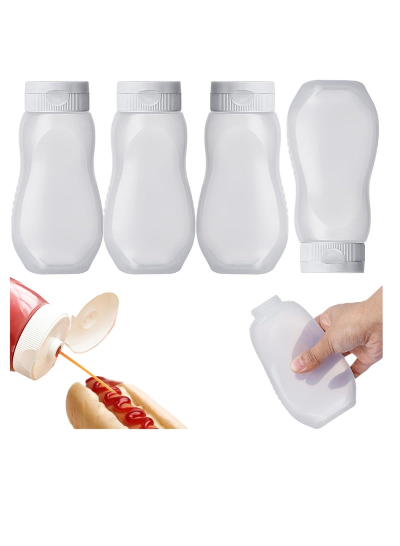 Excefore زجاجات ضغط، 4 قطع زجاجات ضغط بلاستيكية لتوابل الصلصات، زجاجات ضغط للتوابل، زجاجات كاتشب خالية من BPA، زجاجات ضغط واضحة للتوابل، للصلصات الحارة، صلصة الشواء، الزيت - Image 2