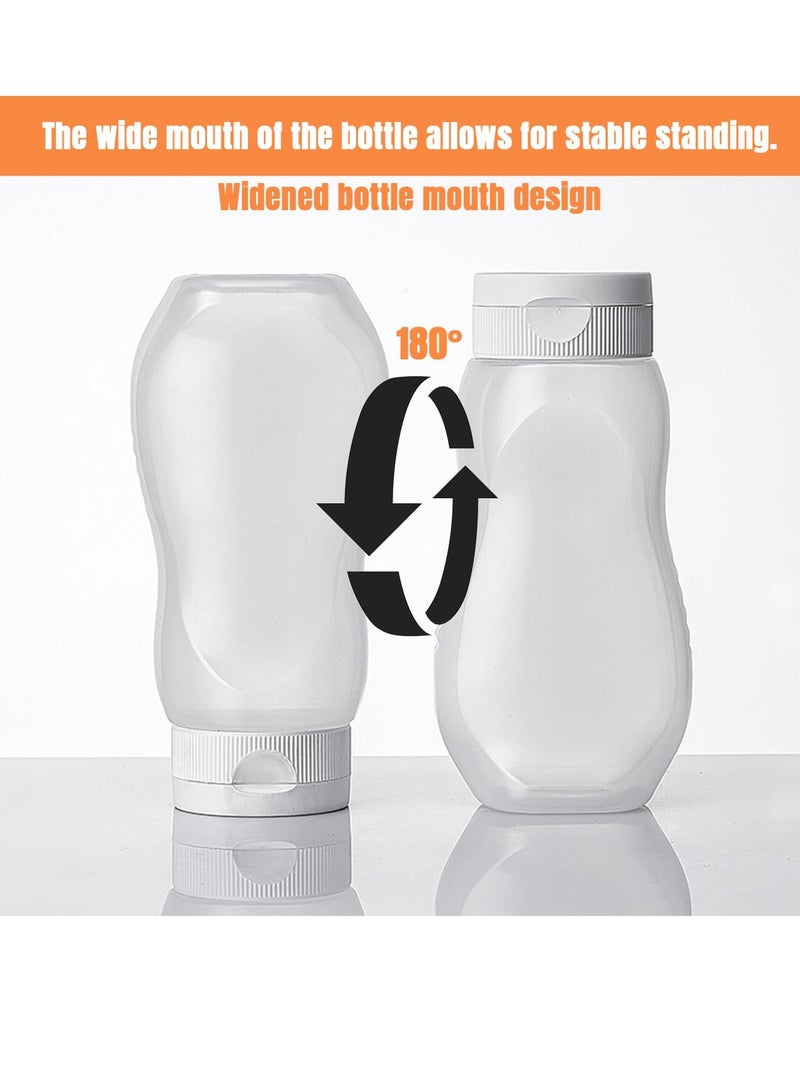 Excefore زجاجات ضغط، 4 قطع زجاجات ضغط بلاستيكية لتوابل الصلصات، زجاجات ضغط للتوابل، زجاجات كاتشب خالية من BPA، زجاجات ضغط واضحة للتوابل، للصلصات الحارة، صلصة الشواء، الزيت - Image 3